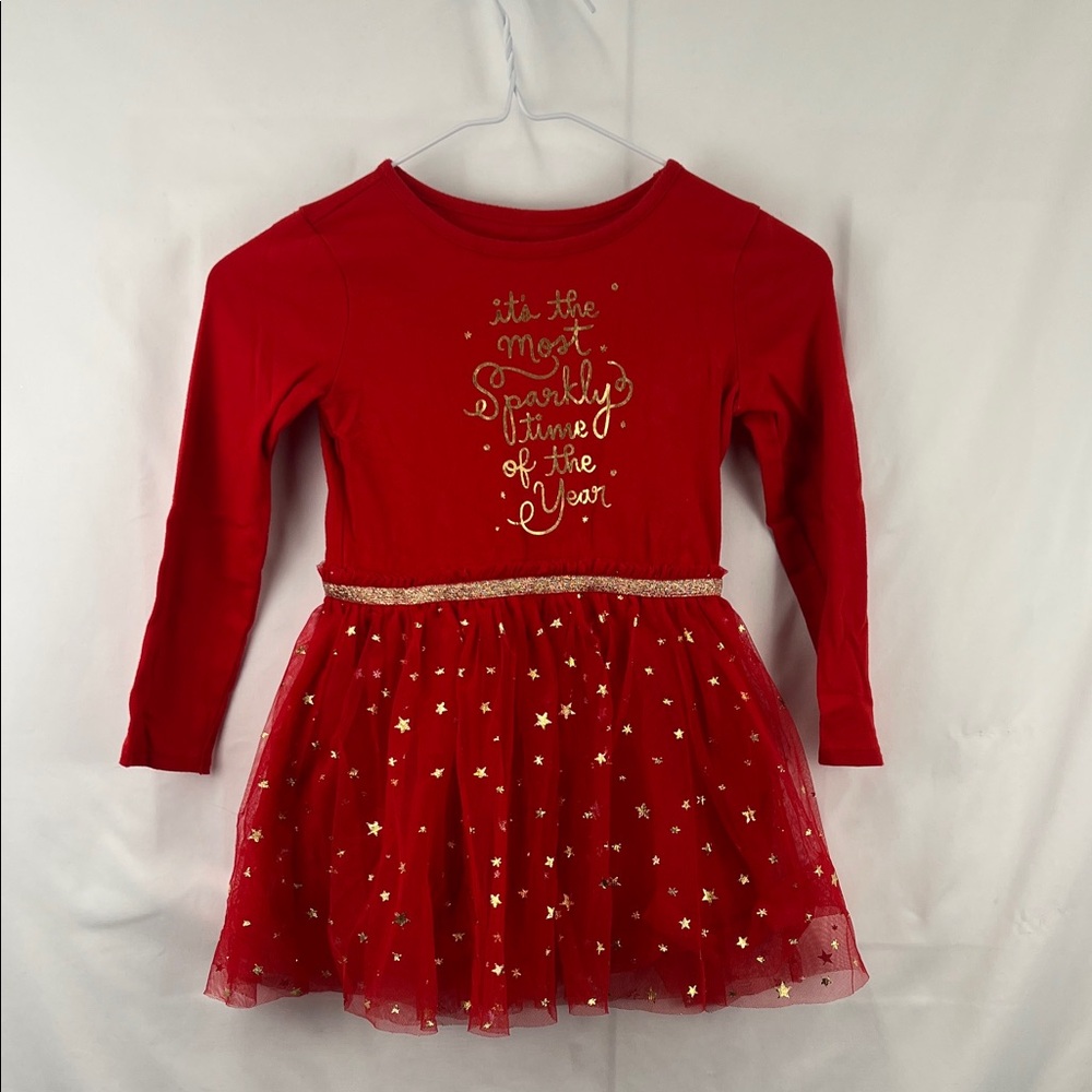 Cat and Jack - 5T - Girls Tutu Dress - Red and Gold - Christmas - Holiday
